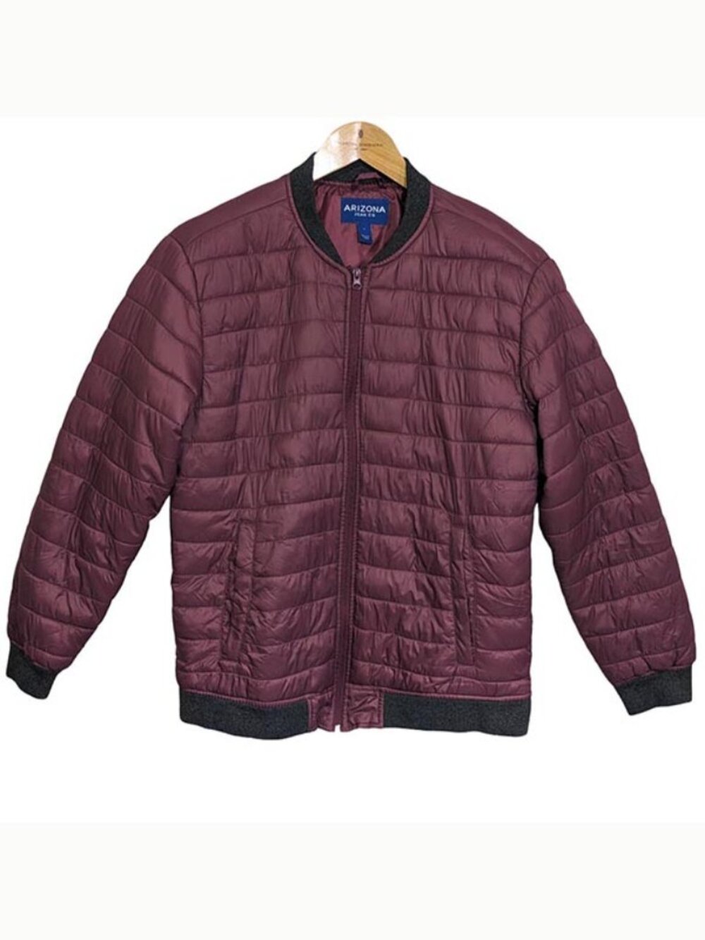 Arizona Jean‎ Co Puffer Coat Mens Large Quilted Bubble Jacket Plum & Gray